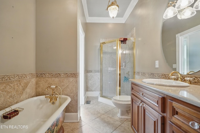 6005 Powell Valley Rd, Big Stone Gap, VA 24219 - full bath with vanity, toilet, a stall shower, tile patterned flooring, and a freestanding bath
