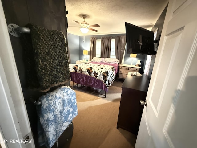 332 Tomlinson Rd, Pennington Gap, VA 24277 - bedroom with light carpet, a textured ceiling, and ceiling fan