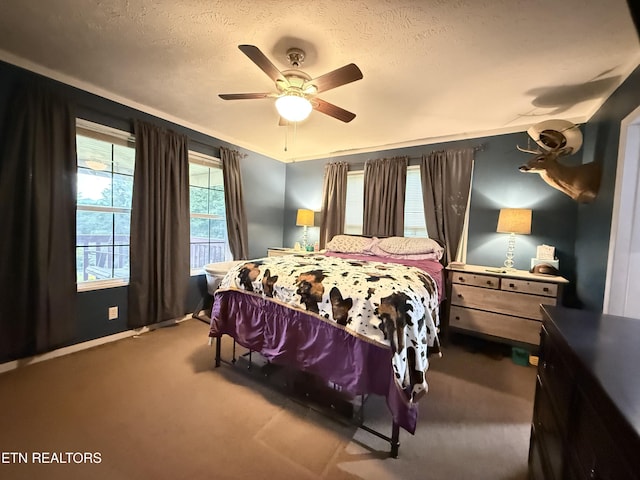 332 Tomlinson Rd, Pennington Gap, VA 24277 - bedroom with a textured ceiling, carpet floors, a ceiling fan, and baseboards