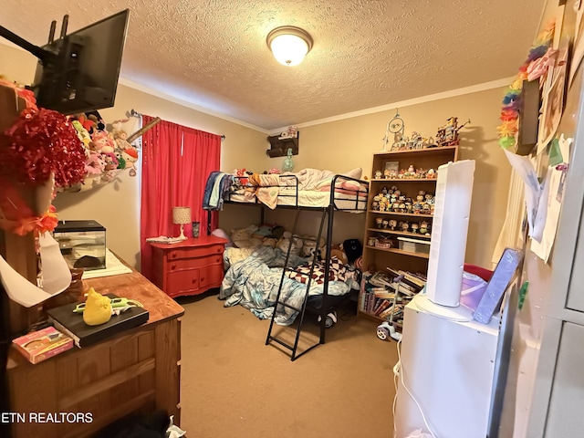 332 Tomlinson Rd, Pennington Gap, VA 24277 - carpeted bedroom featuring a textured ceiling and ornamental molding