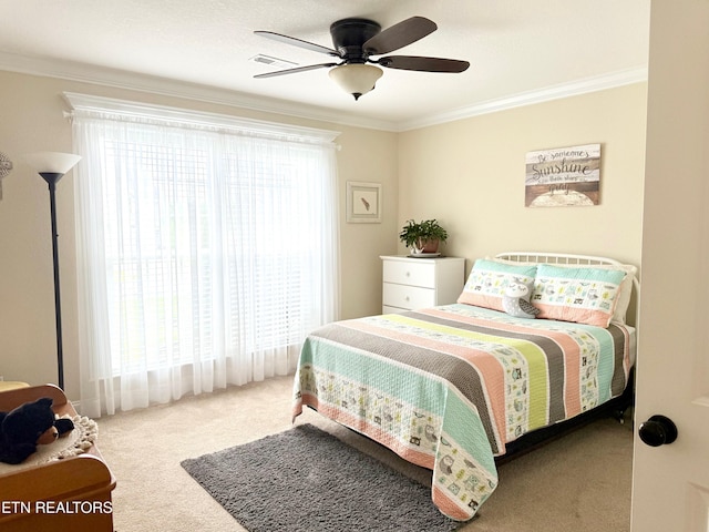 1617 Millstone Dr, Maryville, TN 37803 - bedroom featuring carpet floors, ornamental molding, and ceiling fan
