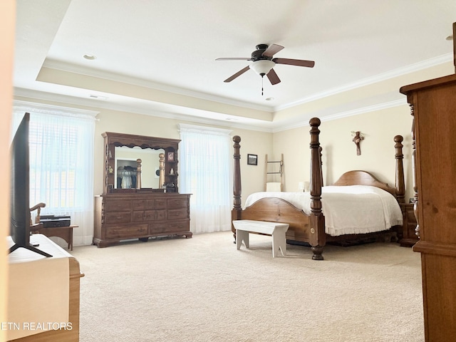 1617 Millstone Dr, Maryville, TN 37803 - carpeted bedroom featuring a raised ceiling, ornamental molding, and ceiling fan