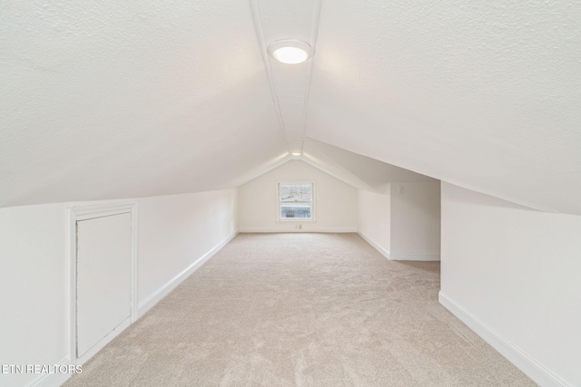 406 S Indiana Ave, Lafollette, TN 37766 - bonus room featuring lofted ceiling, light colored carpet, baseboards, and a textured ceiling
