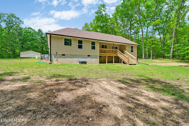 98 Paso Fino Trl, Jamestown, TN 38556 - back of house with crawl space, stairs, a yard, and a deck