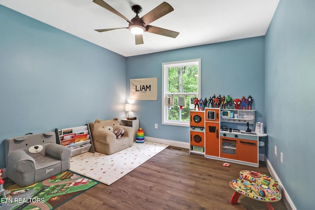 98 Paso Fino Trl, Jamestown, TN 38556 - recreation room featuring ceiling fan, wood finished floors, and baseboards