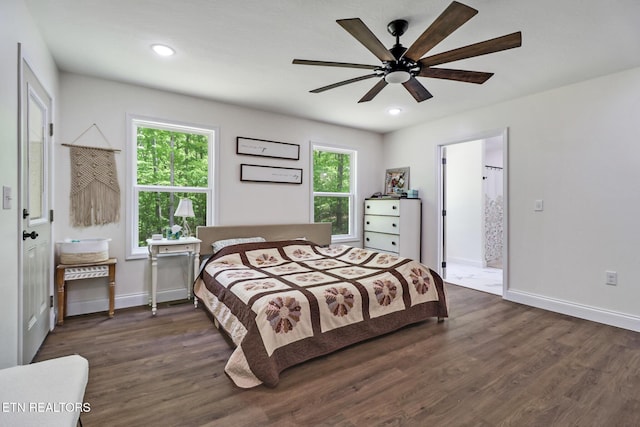 98 Paso Fino Trl, Jamestown, TN 38556 - bedroom featuring dark wood finished floors, baseboards, recessed lighting, and ceiling fan