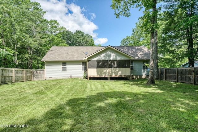 2689 Spruce Loop, Crossville, TN 38555 - rear view of property featuring a sunroom, roof with shingles, and crawl space