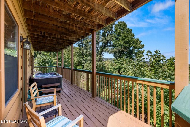 645 Wiley Oakley Dr, Gatlinburg, TN 37738 - wooden terrace with a hot tub