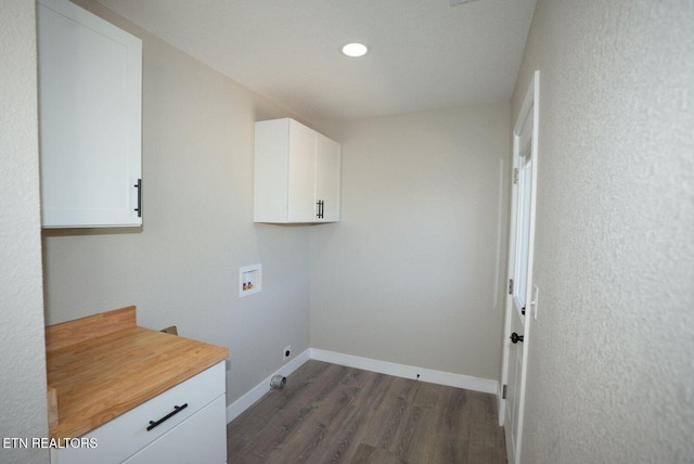 1712 Old Oak Grove Rd, Dandridge, TN 37725 - washroom with hookup for a washing machine, dark wood-type flooring, cabinet space, baseboards, and recessed lighting
