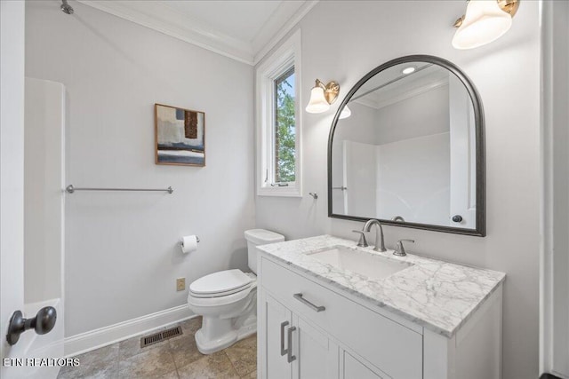 200 Bluffton Rd, Friendsville, TN 37737 - full bathroom featuring ornamental molding, baseboards, vanity, and toilet