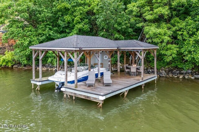 200 Bluffton Rd, Friendsville, TN 37737 - dock featuring boat lift and a water view