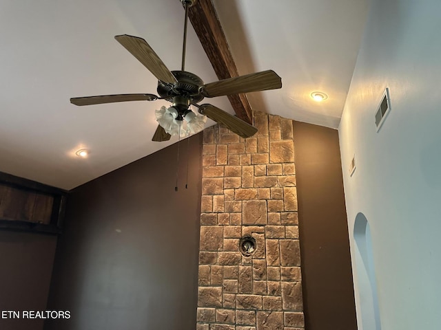 180 Cedar Ln, Jacksboro, TN 37757 - detailed view of ceiling fan and beam ceiling