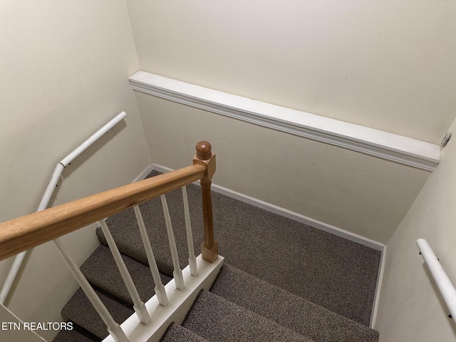 180 Cedar Ln, Jacksboro, TN 37757 - stairway featuring carpet flooring