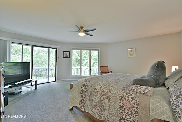 12212 Oakmont Cir, Knoxville, TN 37934 - carpeted bedroom featuring access to exterior, baseboards, and a ceiling fan