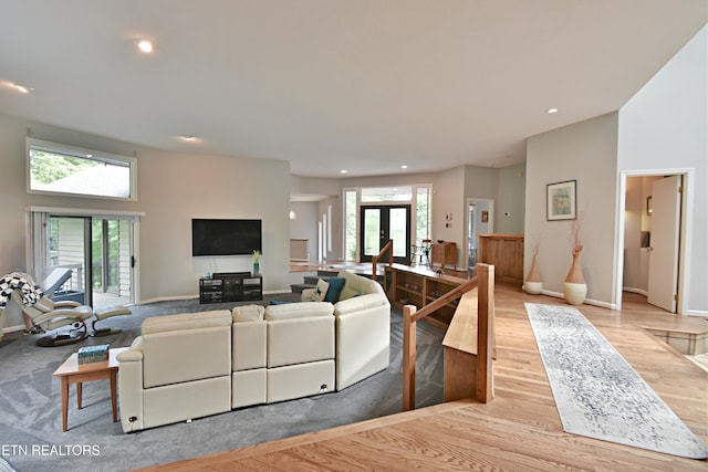 12212 Oakmont Cir, Knoxville, TN 37934 - living area featuring baseboards, wood finished floors, and recessed lighting