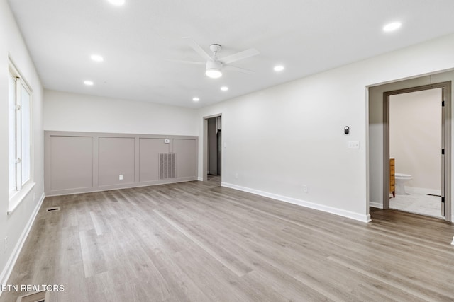 9505 Pearson Rd, Harrison, TN 37341 - unfurnished living room with a ceiling fan, light wood-style flooring, recessed lighting, and baseboards