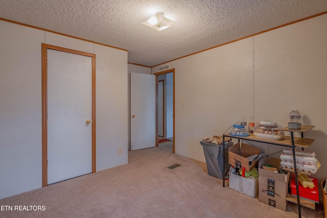 384 Lancer Rd, Harriman, TN 37748 - miscellaneous room with ornamental molding, carpet, and a textured ceiling