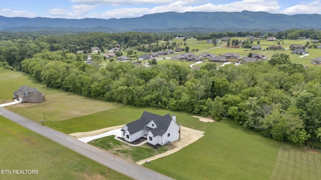 aerial view of a mountain backdrop
