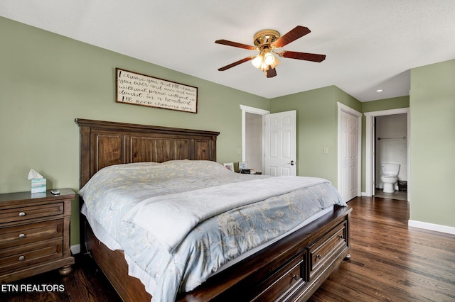 1023 NE Old Charleston Rd, Cleveland, TN 37312 - bedroom featuring dark wood-type flooring, baseboards, and a ceiling fan