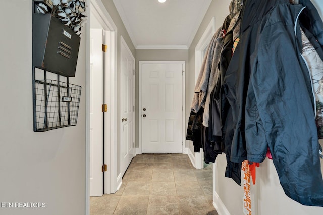 1023 NE Old Charleston Rd, Cleveland, TN 37312 - mudroom featuring crown molding and baseboards