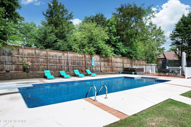 1023 NE Old Charleston Rd, Cleveland, TN 37312 - view of pool featuring a patio area, a fenced backyard, and a diving board