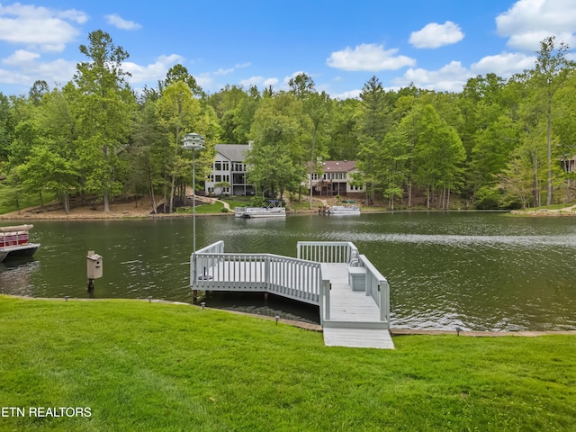 118 Motthaven Dr, Crossville, TN 38558 - dock area with a water view, a lawn, and a forest view