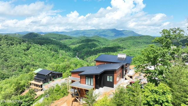 mountain view with a heavily wooded area