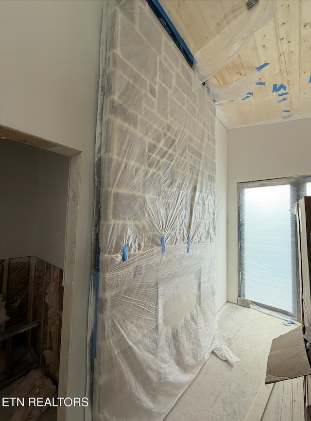bathroom featuring wooden ceiling
