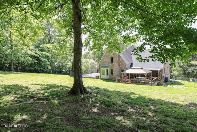 112 Chestnut Hill Rd, Oak Ridge, TN 37830 - view of yard with a gazebo, central air condition unit, and a wooden deck