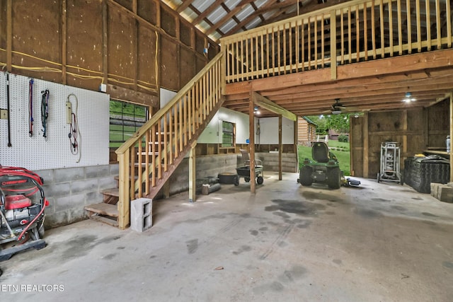 871 Poplar Creek Rd, Oliver Springs, TN 37840 - garage with a ceiling fan