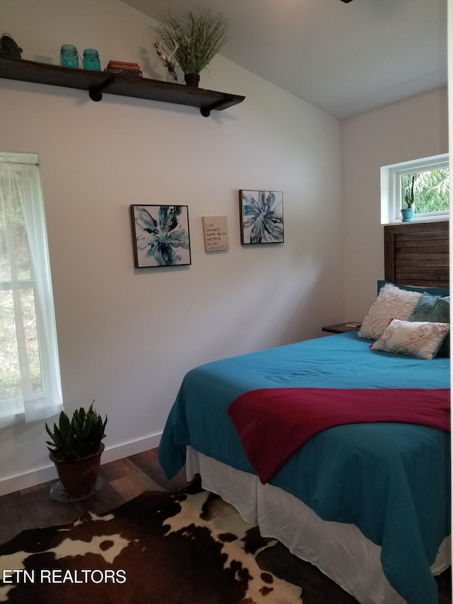 667 Turkey Nest Rd, Gatlinburg, TN 37738 - bedroom with vaulted ceiling, baseboards, and wood finished floors