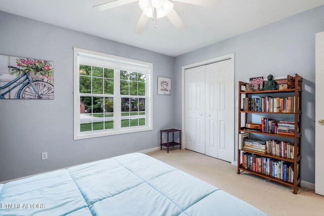 157 Garfield Ct, Crossville, TN 38558 - carpeted bedroom with a closet, baseboards, and ceiling fan