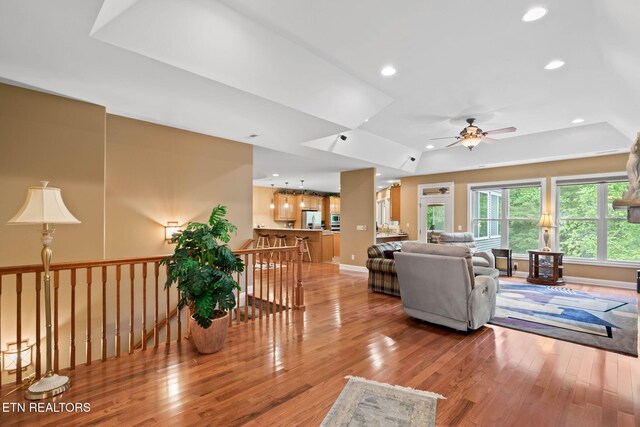 115 Tecumseh Ln, Loudon, TN 37774 - living room featuring ceiling fan, recessed lighting, light wood finished floors, and baseboards