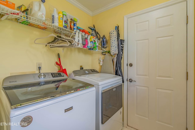 312 Cheestana Way, Loudon, TN 37774 - washroom with washing machine and clothes dryer and ornamental molding