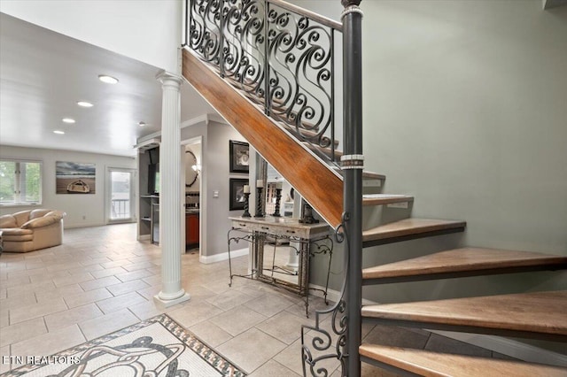 700 Shanghai Landing Ln Unit 11, Lafollette, TN 37766 - staircase featuring recessed lighting, baseboards, and ornate columns