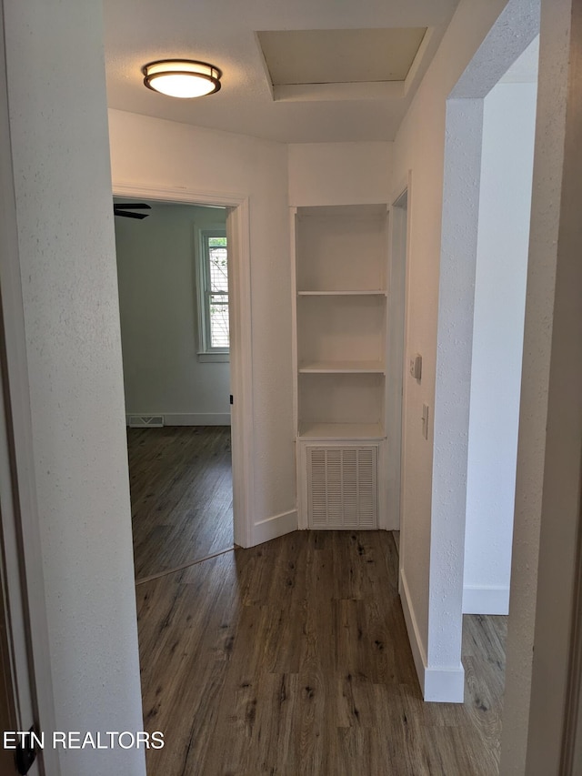 628 Algonquin Dr, Morristown, TN 37813 - corridor with wood finished floors, attic access, and baseboards