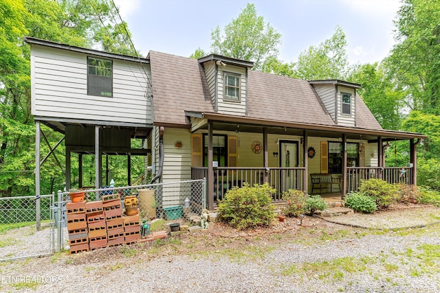 103 Renner Ln, Oliver Springs, TN 37840 - view of front of house featuring a porch, fence, roof with shingles, and a gate