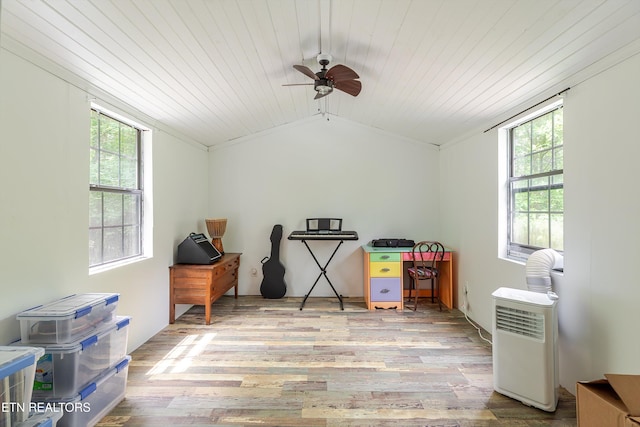 103 Renner Ln, Oliver Springs, TN 37840 - misc room with healthy amount of natural light, a ceiling fan, light wood-style floors, lofted ceiling, and wooden ceiling
