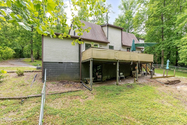 103 Renner Ln, Oliver Springs, TN 37840 - rear view of property featuring a deck, roof with shingles, and crawl space