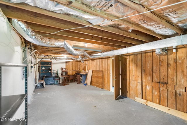 view of unfinished basement