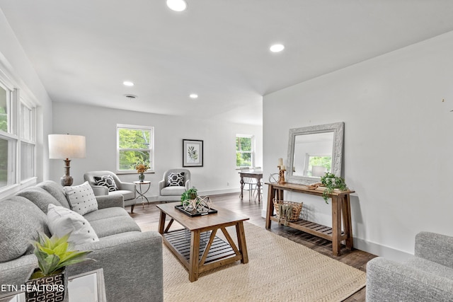 4525 Fawnie Ln, Knoxville, TN 37918 - living room with recessed lighting, wood finished floors, and baseboards