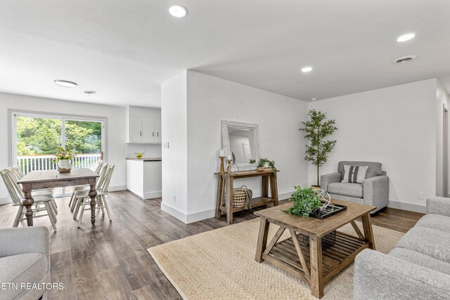 4525 Fawnie Ln, Knoxville, TN 37918 - living room featuring baseboards, wood finished floors, and recessed lighting