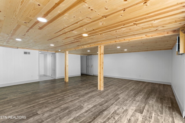 4525 Fawnie Ln, Knoxville, TN 37918 - finished below grade area with wood finished floors, baseboards, wooden ceiling, and recessed lighting