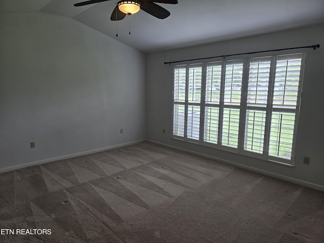 678 Applegate Ln Unit 33, Knoxville, TN 37934 - empty room with lofted ceiling, a ceiling fan, carpet flooring, and baseboards