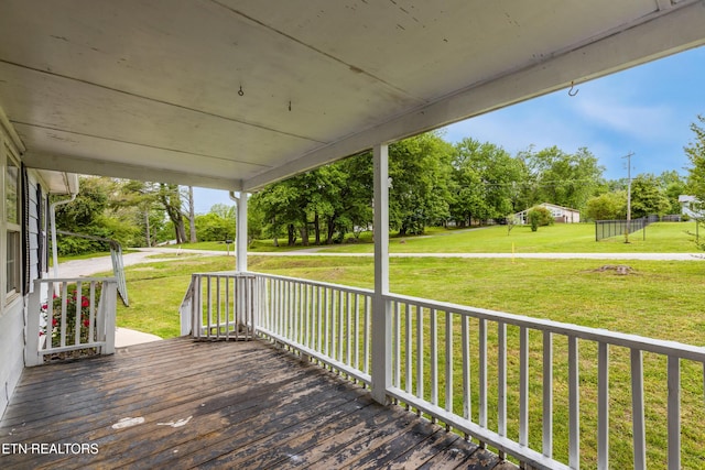 122 Mill Rd, Wartburg, TN 37887 - wooden terrace featuring a lawn and view of scattered trees