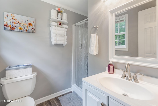 122 Mill Rd, Wartburg, TN 37887 - full bathroom with toilet, a shower stall, wood finished floors, and baseboards