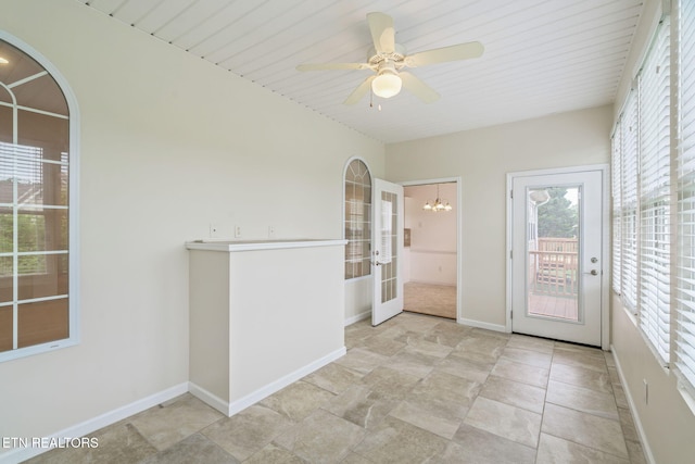 111 Devanshire Ct, Oak Ridge, TN 37830 - empty room with french doors, ceiling fan, and baseboards