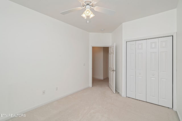 111 Devanshire Ct, Oak Ridge, TN 37830 - unfurnished bedroom featuring light carpet, baseboards, a closet, and ceiling fan