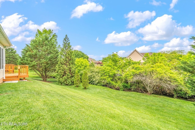 111 Devanshire Ct, Oak Ridge, TN 37830 - view of grassy yard featuring a wooden deck