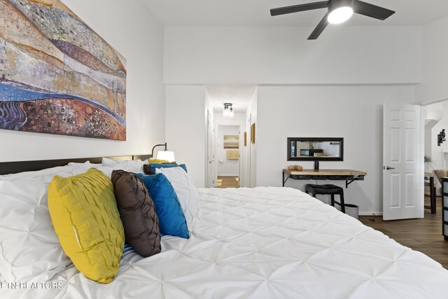 134 Jordan Dr, Caryville, TN 37714 - bedroom featuring wood finished floors and ceiling fan